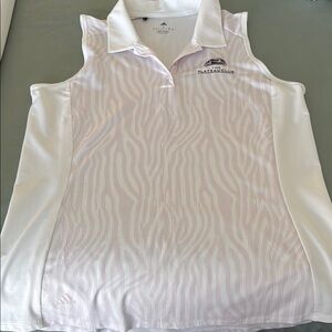 Adidas White/Pink Sleeveless Golf Shirt